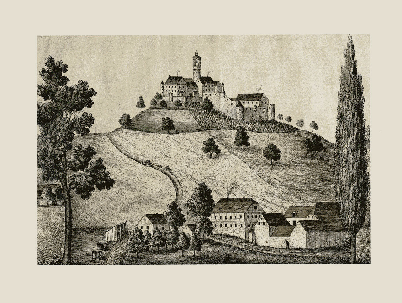 Zeichnung der Ronneburg von 1849