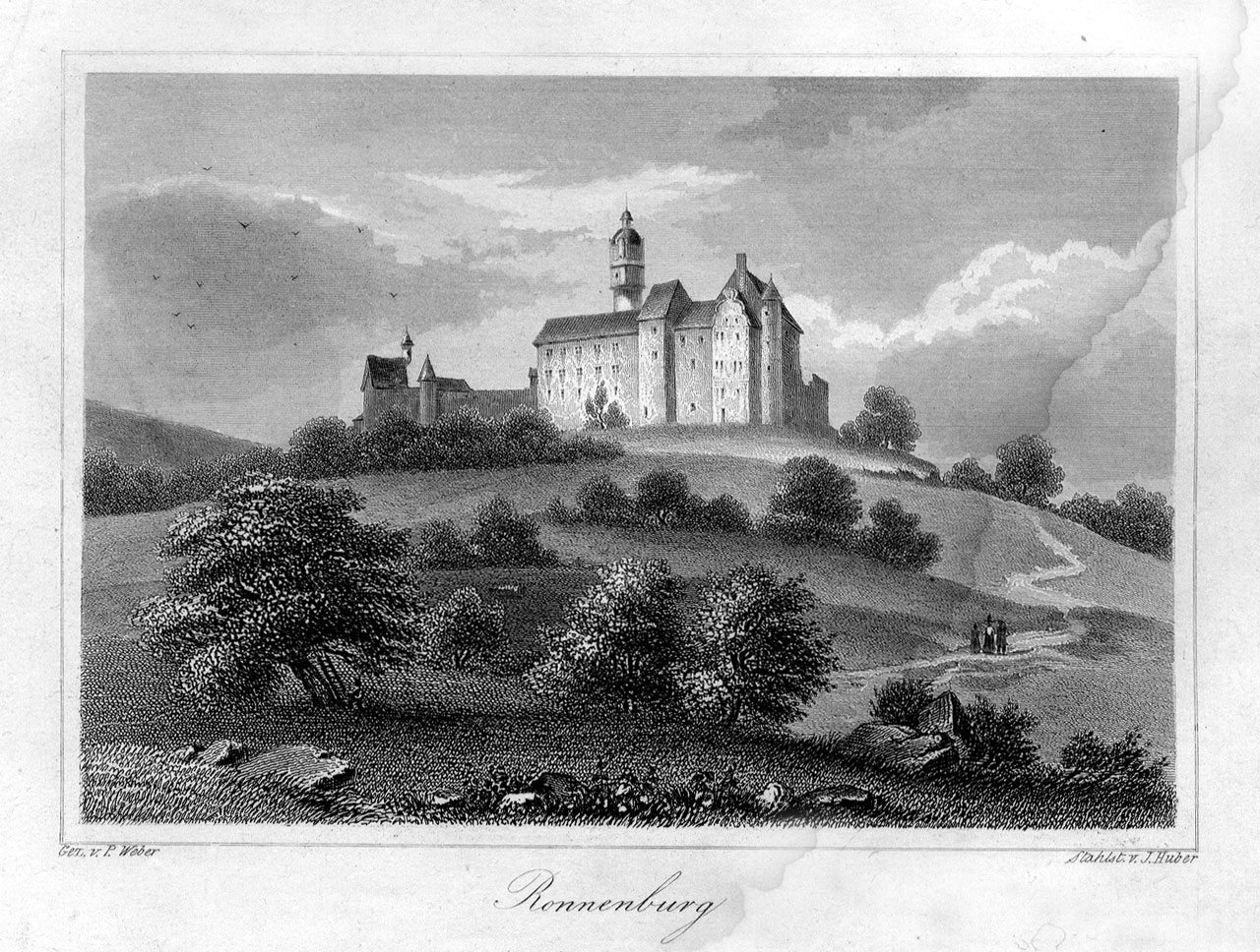 Zeichnung der Ronneburg von 1849
